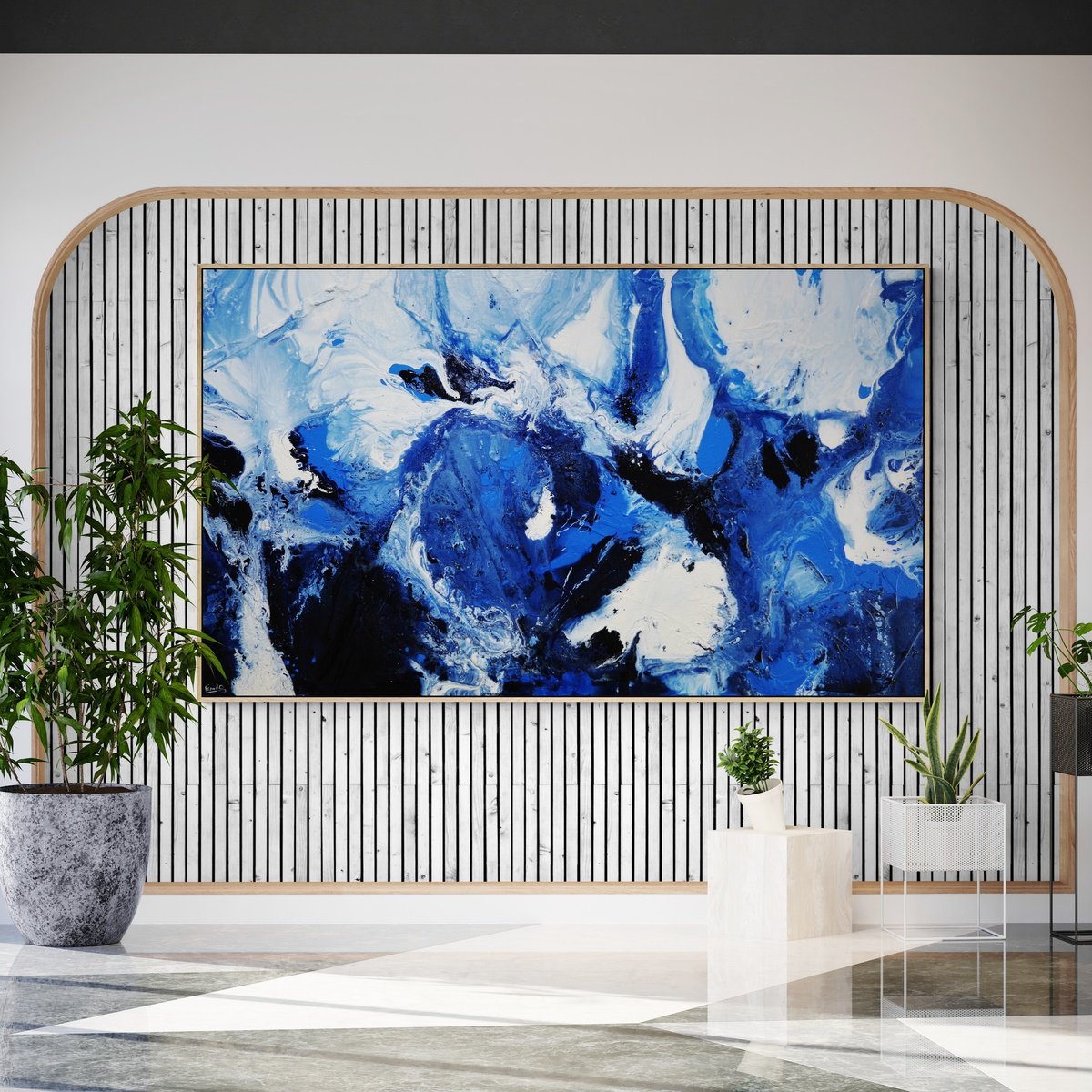 Abstract Acrylic Painting By Franko, 98 X 59, Aquatic Clarity, Original Artwork