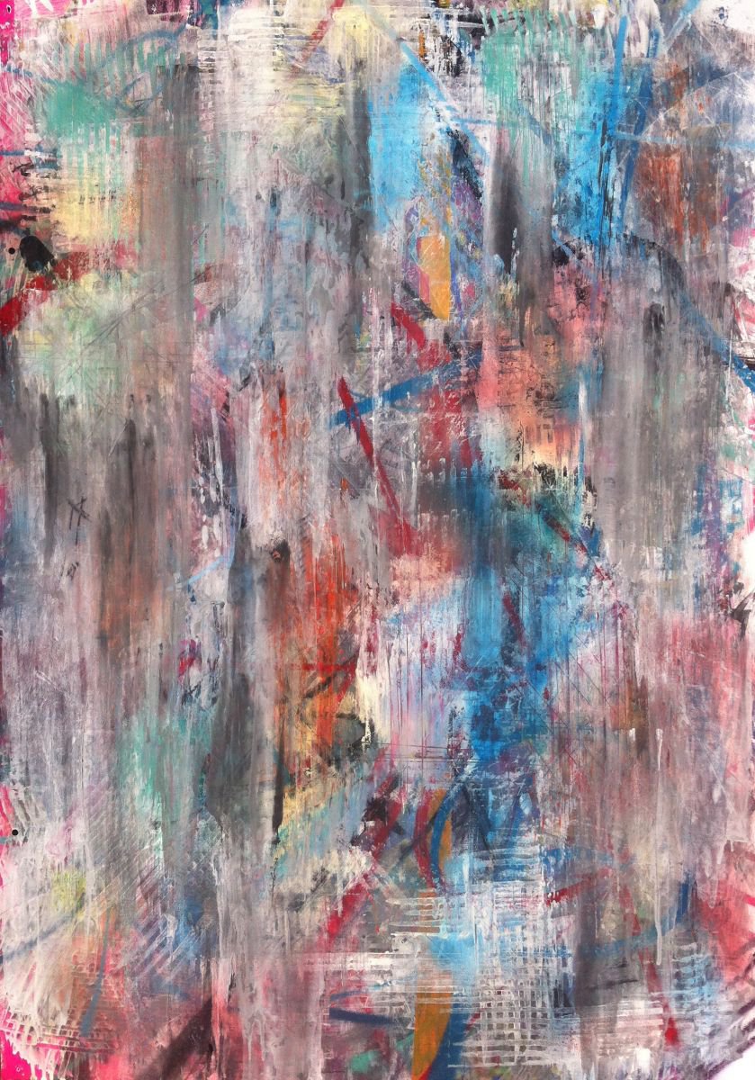 Abstract Painting By The Most Active, 26 X 39", New Things, Original Artwork