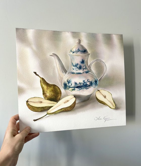 Teapot and pears