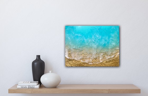 Teal Waves #36 Tropical Beach Painting