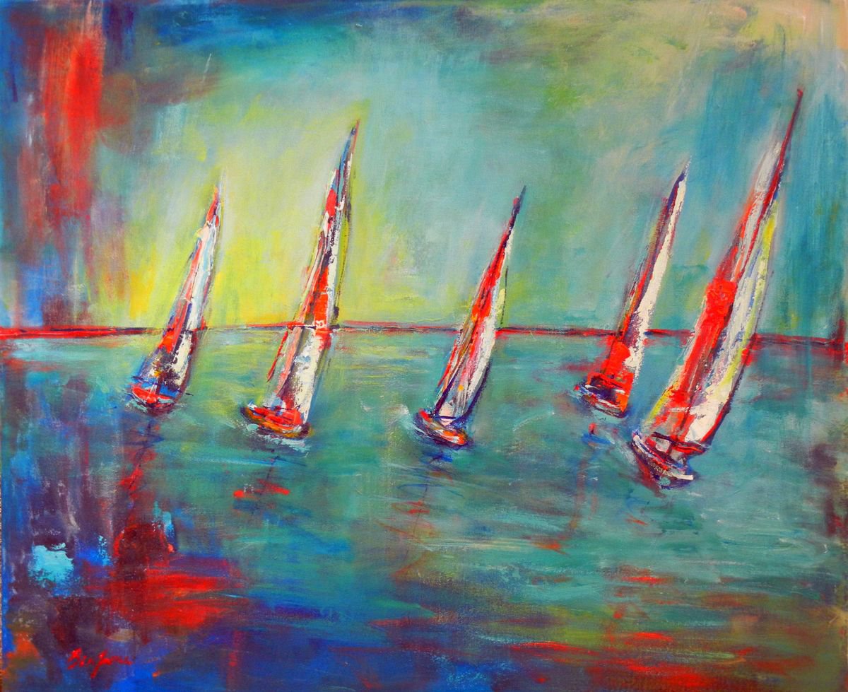 Sailboats 36x30 by BenWill