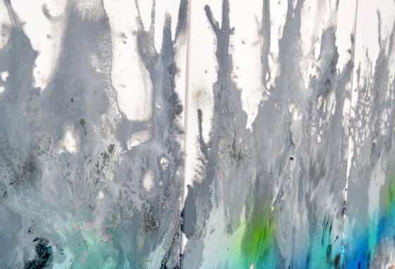 Astral Love XVII 150x70cm, Fluid Art Painting Large Abstract XXL Peaceful Artwork Neutral Colours Painting