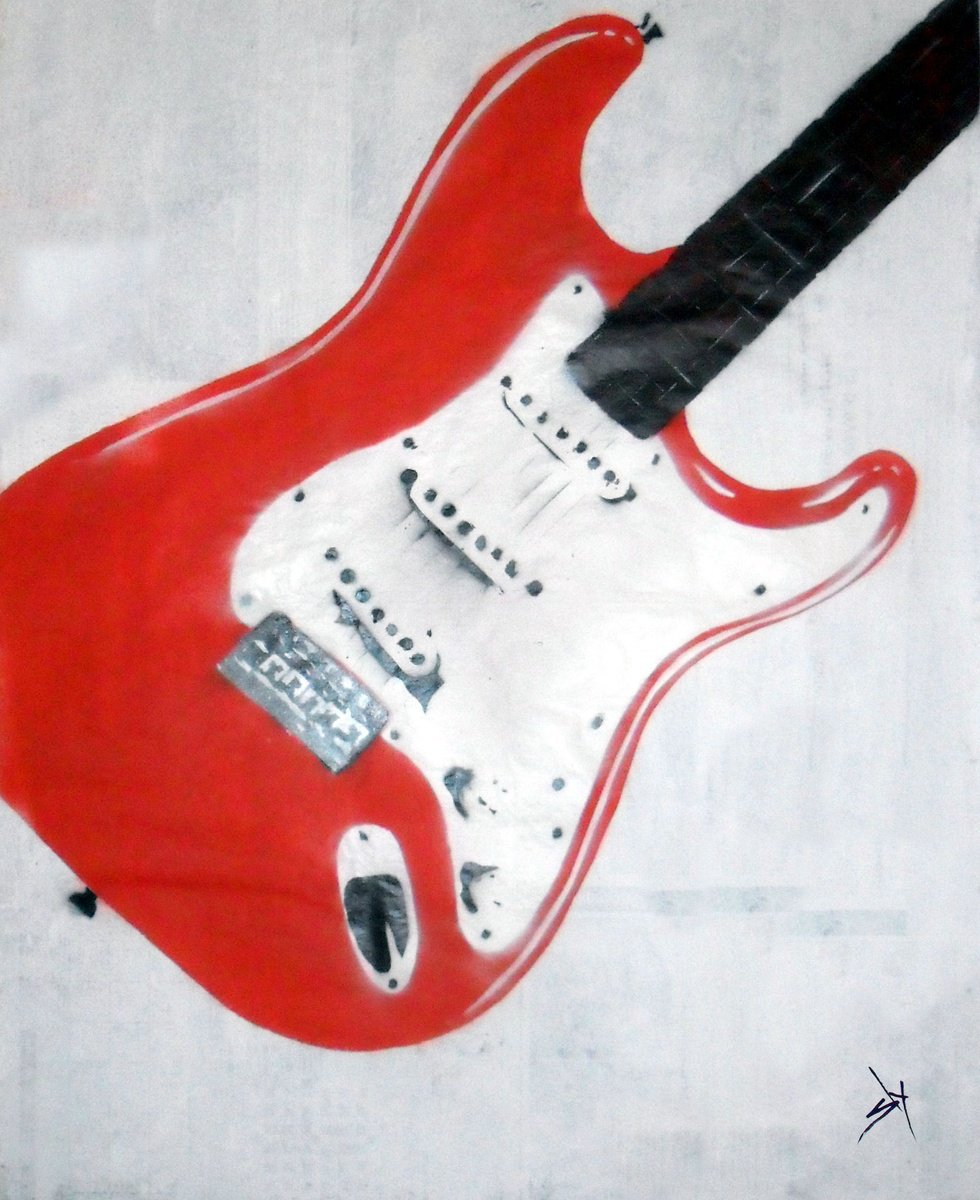 Urban And Pop Abstract Painting By Juan Sly, 23 X 30", Strat (On An Urbox)., Original Artwork