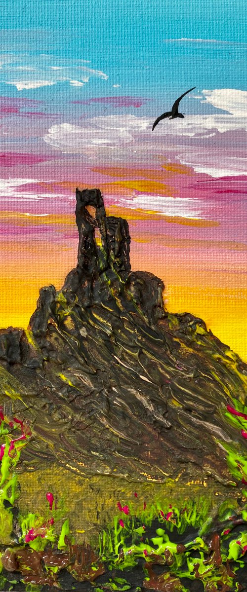 Red Sunset over Corfe Castle by Marja Brown