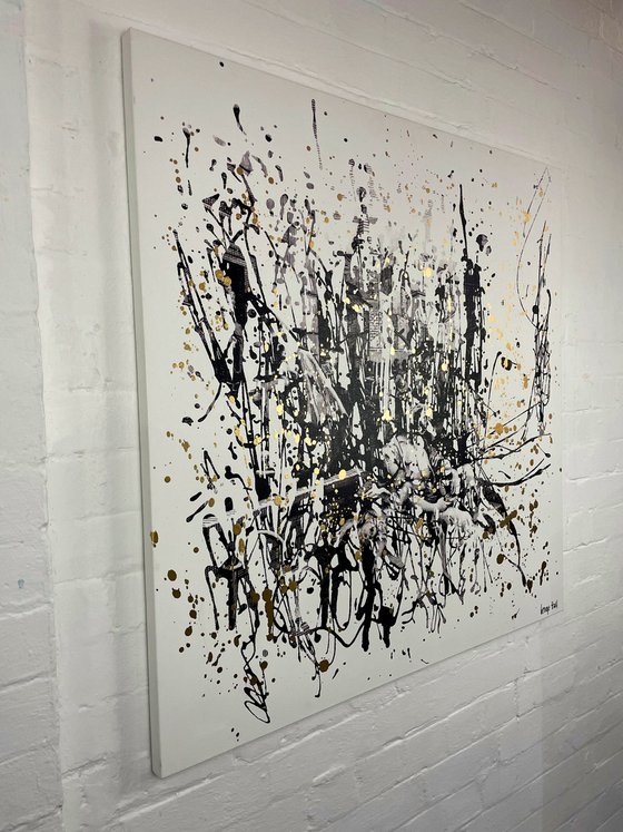 Golden Gin Alley - 101cm squ - mixed media on canvas