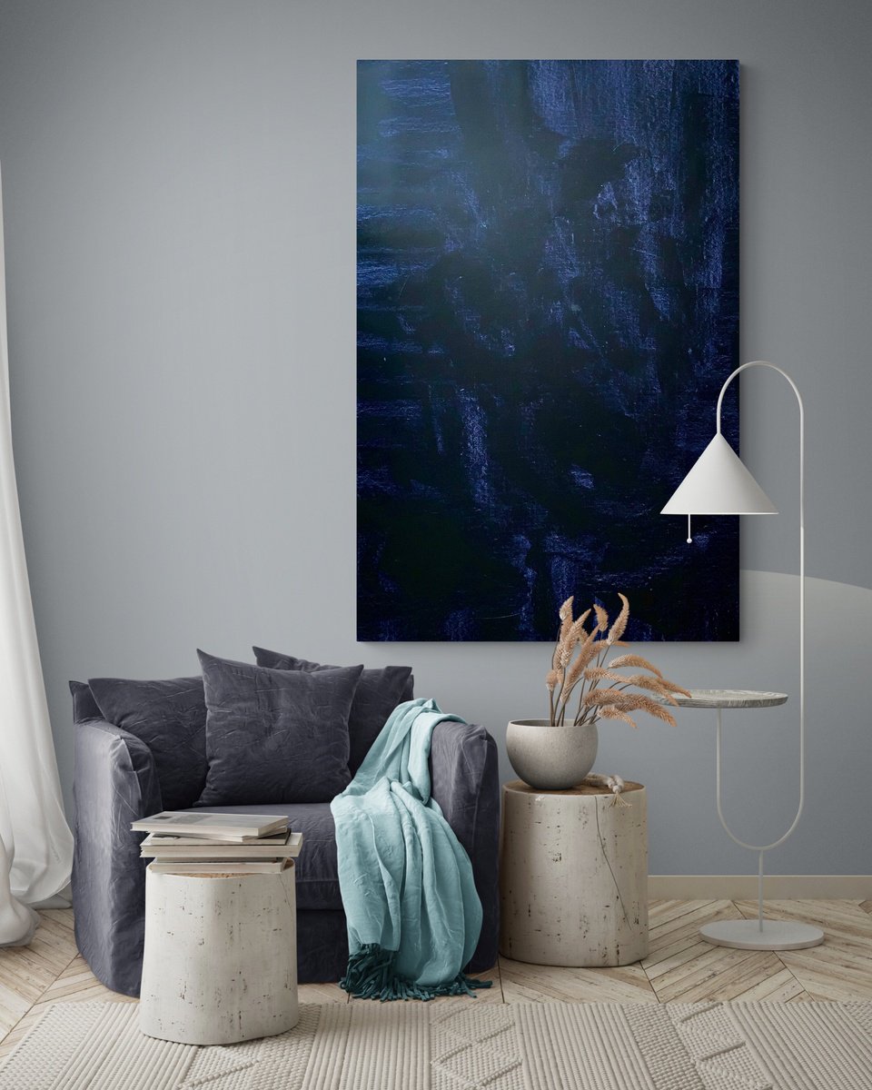 Abstract No. 422 extra large blue monochrome minimalism XXL by Anita Kaufmann