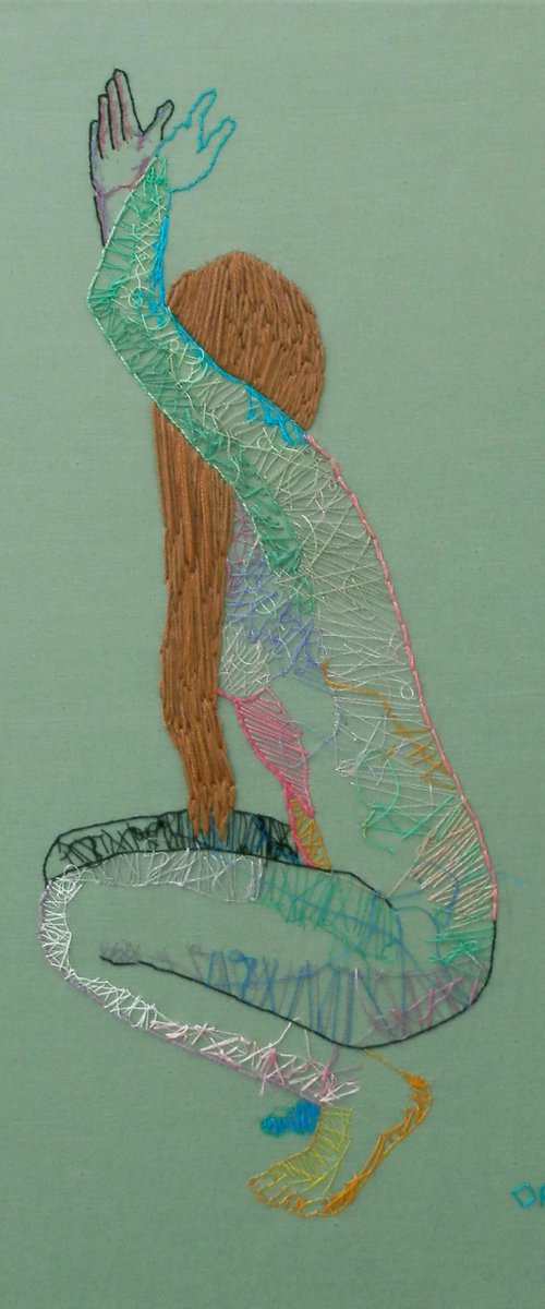 Embroidered Female Nude Figure Study by Andrew Orton
