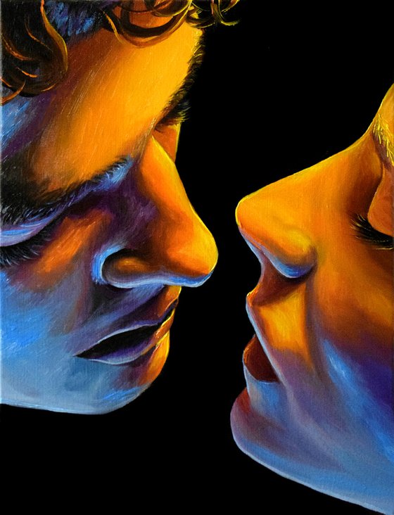 "Our Light's"  - 40 x 30 cm, Ready To Hang couple / love / romantic / kiss / impressionism / realism