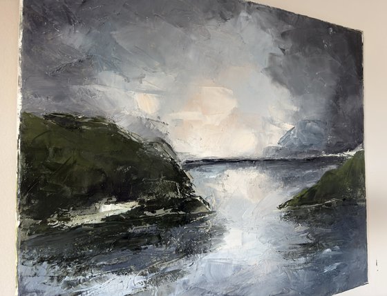 Stormy Reflections Knife landscape dark tones