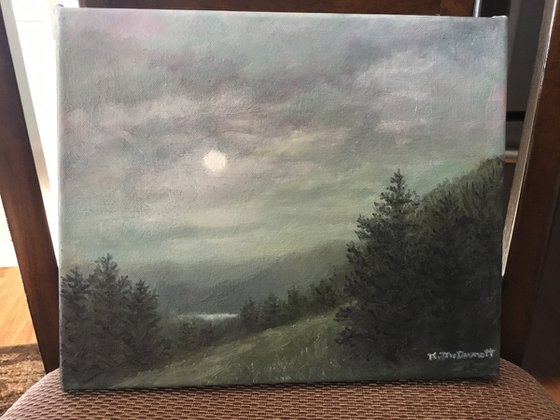 SOFT MOUNTAIN NIGHT - oil 10X12 inch canvas (SOLD)