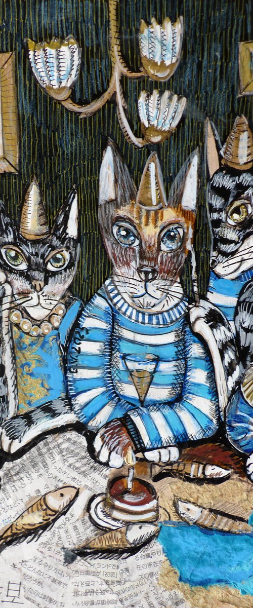 Evening at the cat house by Elizabeth Vlasova