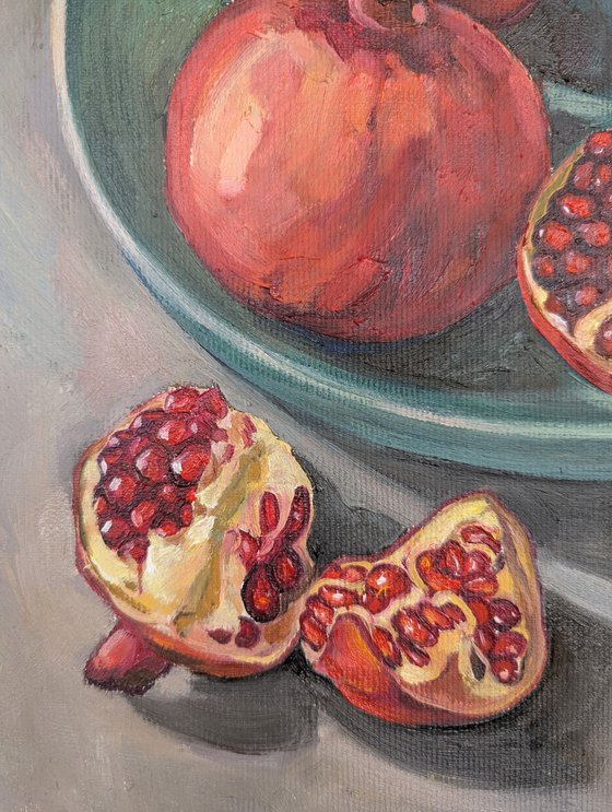 Pomegranates in Turquoise Bowl