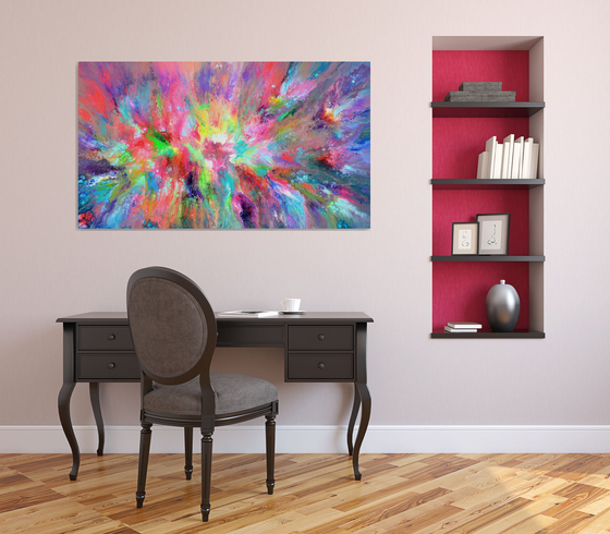 55x31.5'' Large Colorful Ready to Hang Abstract Painting Happy Harmony XXX