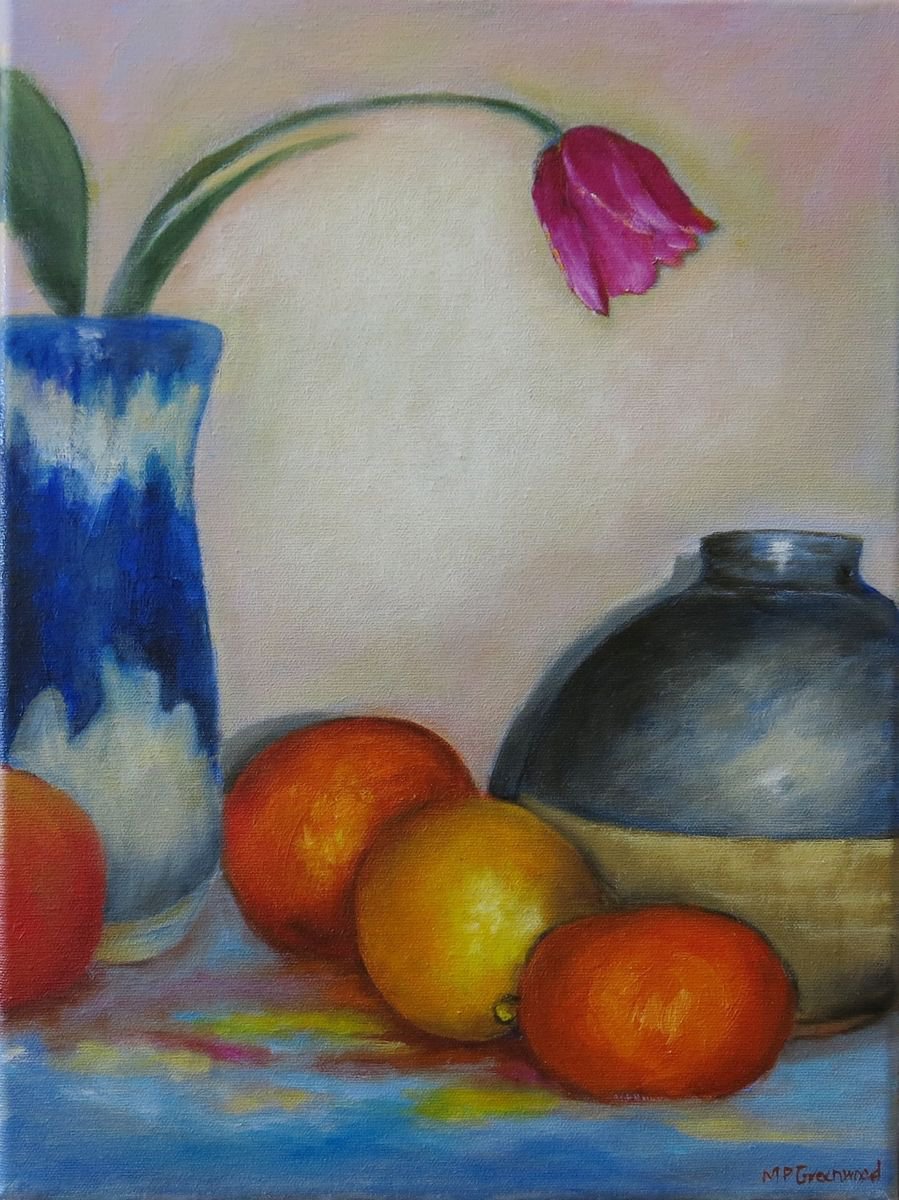 Pots and fruit by Maureen Greenwood