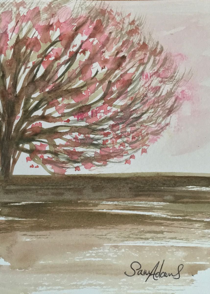 Cherry blossom by Samantha Adams professional watercolorist