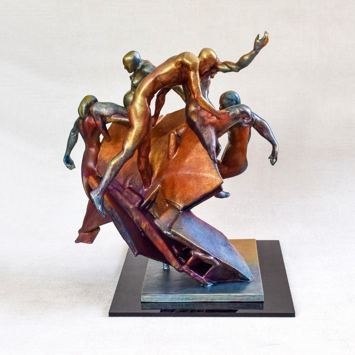 Expressive Portrait Sculpture By Nikolay Devnenski, 12 X 12", Matisse And His Dancers, Original Artwork