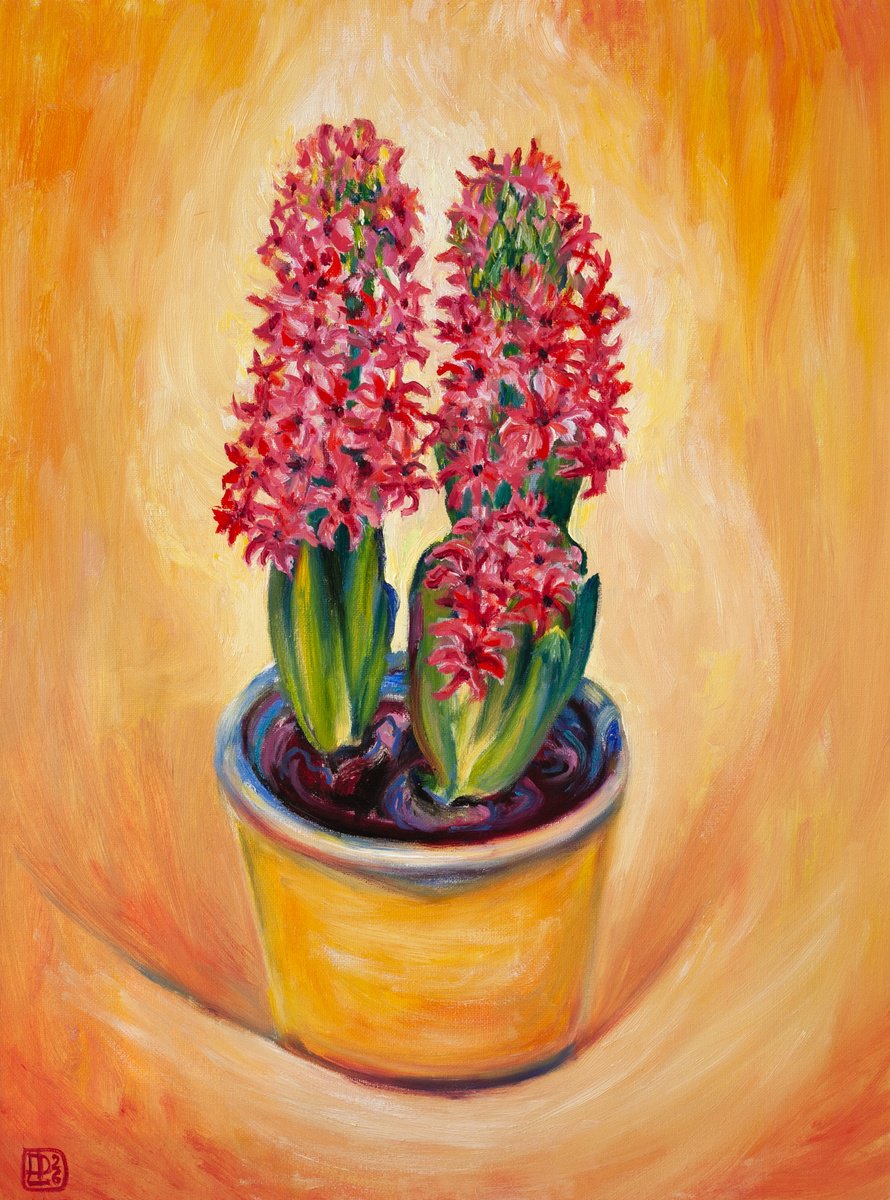 Oil Painting , Playful Joy Of Hyacinths By Liudmila Pisliakova, 12 X 16, Artwork For Sale On Artfinder