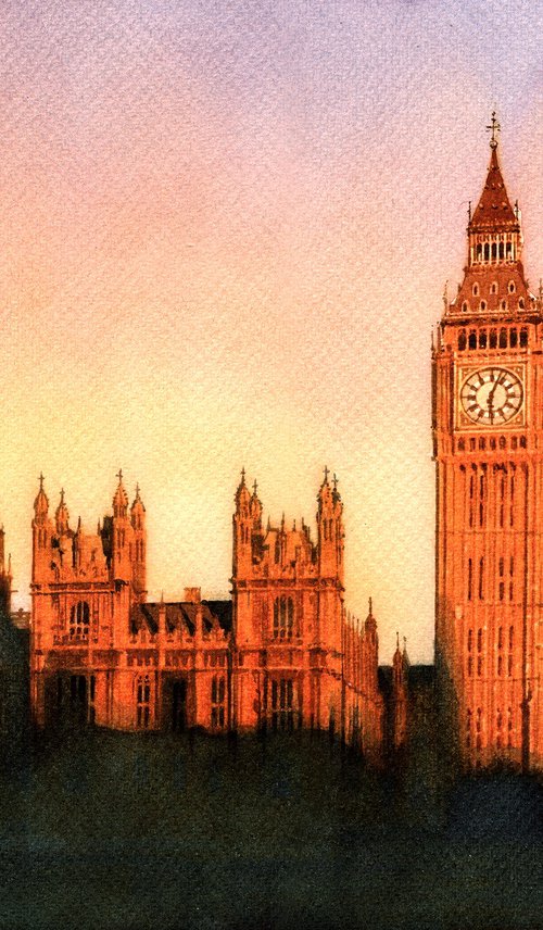 Sunset at London - The Elizabeth Tower (Big Ben) by REME Jr.