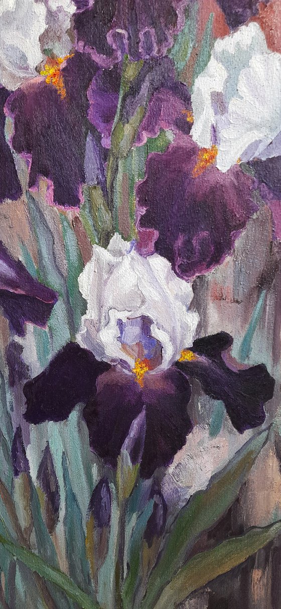 Bouquet of irises-Original  oil painting (2021)