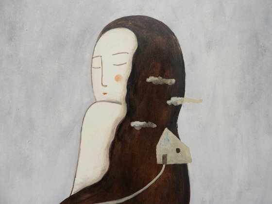 The woman with long hair