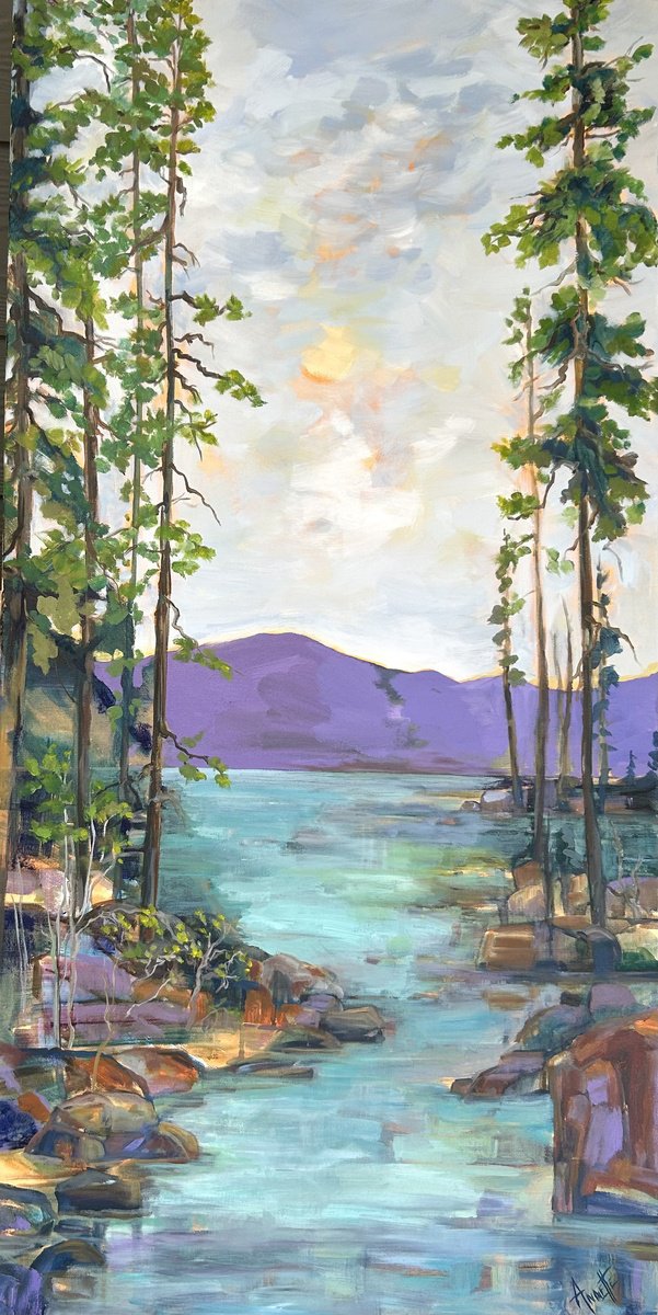  Lake Tahoe Sunset By Annette Wolters, 24 X 48, Artwork For Sale On Artfinder