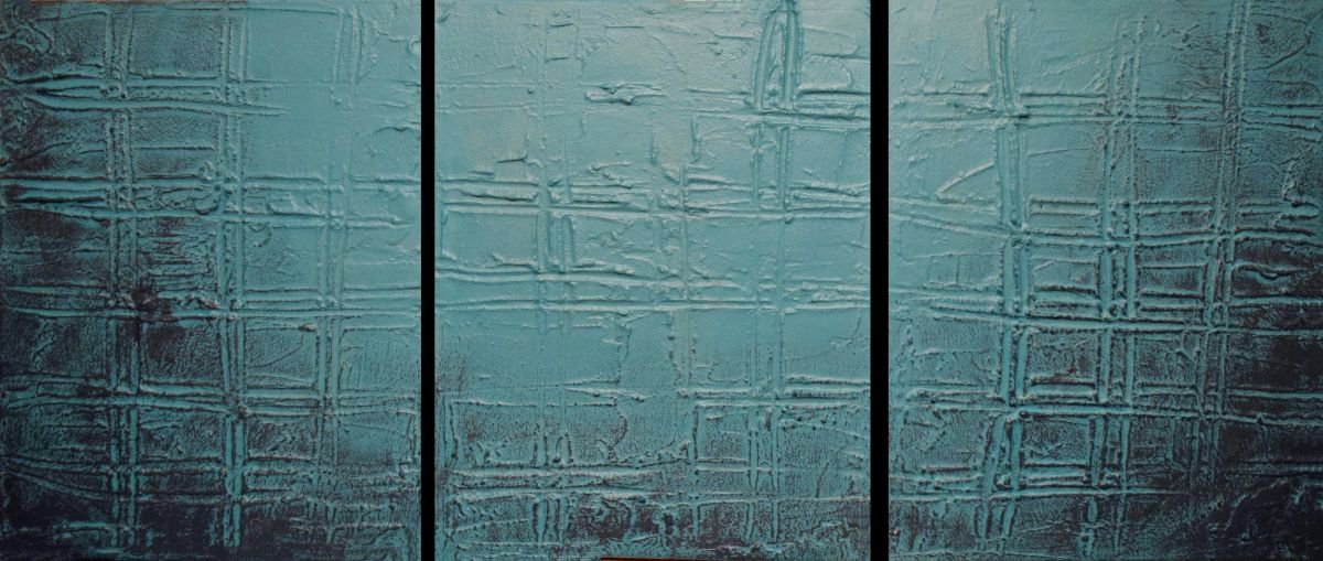 Abstract Acrylic Painting By Stuart Wright, 48 X 20", Turquoise Trance Square Series, Original Artwork