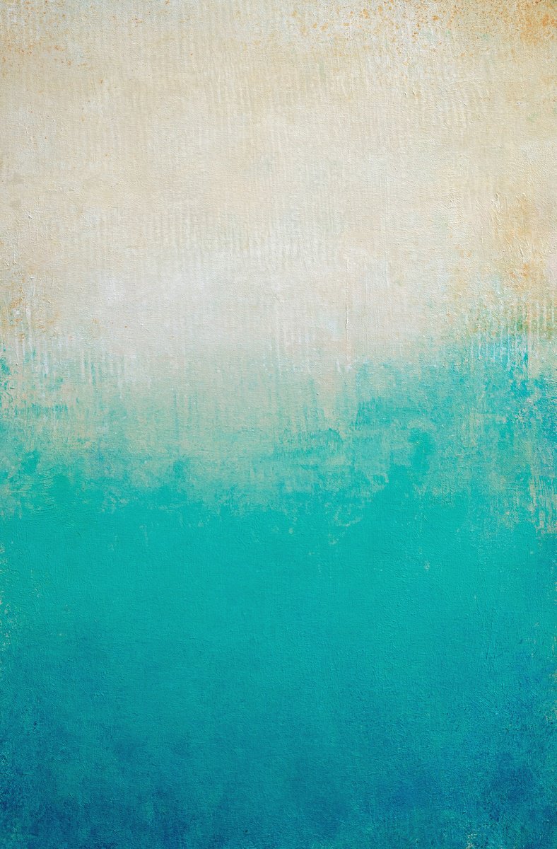 Organic Abstract Acrylic Painting By Don Bishop, 20 X 30, Turquoise Field 250312, Original Artwork