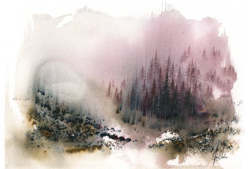 Places IV - Watercolor Pine Forest by ieva Janu