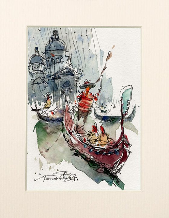 Venice, Gondolier Watercolor