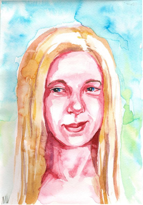 Are you kidding me?- GIRL PORTRAIT - ORIGINAL WATERCOLOR PAINTING.