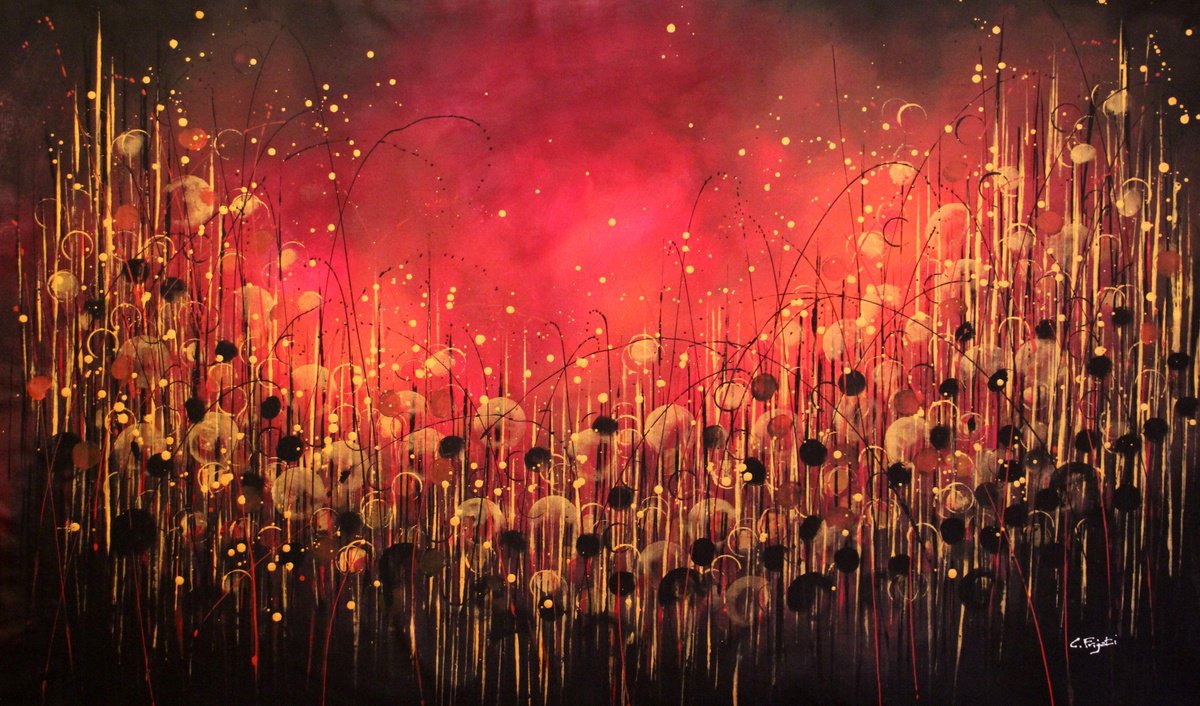 Perfect Atmosphere #7 - Super sized original abstract floral landscape by Cecilia Frigati