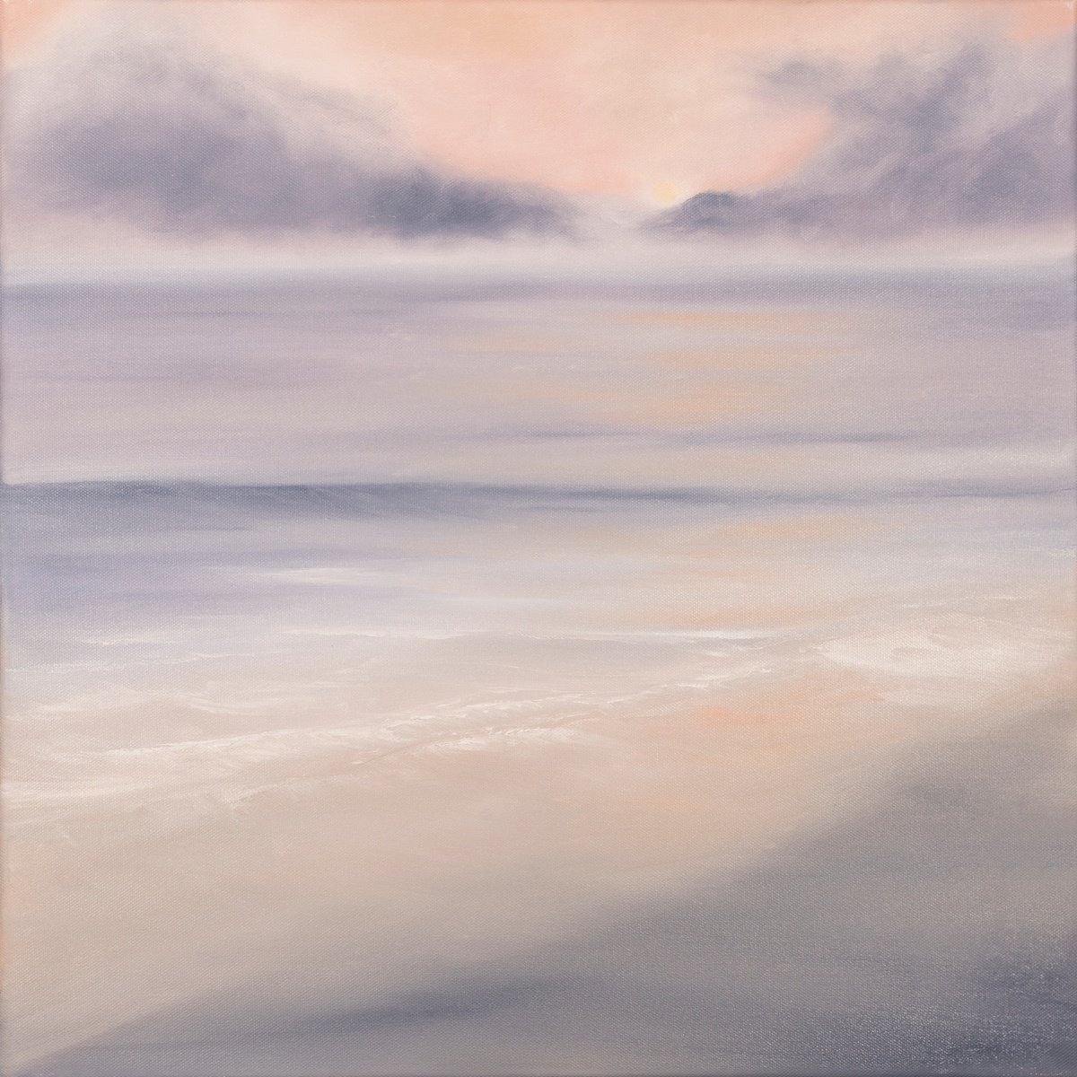 Abstract Landscape Oil Painting By Magda Malak, 20 X 20", Reflection, Original Artwork