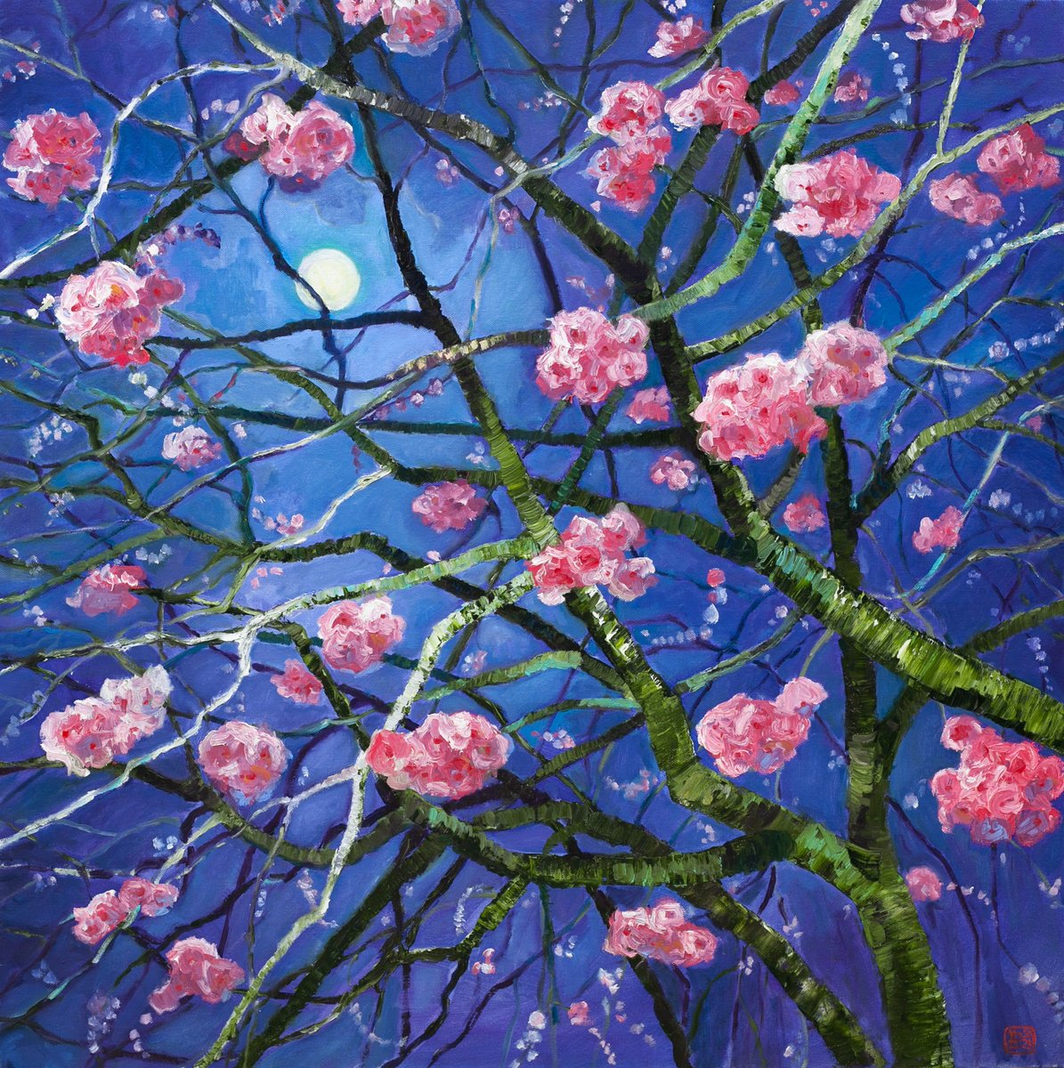 Moonlit Blossoms By Liudmila Pisliakova, 31 X 31, Artwork For Sale On Artfinder