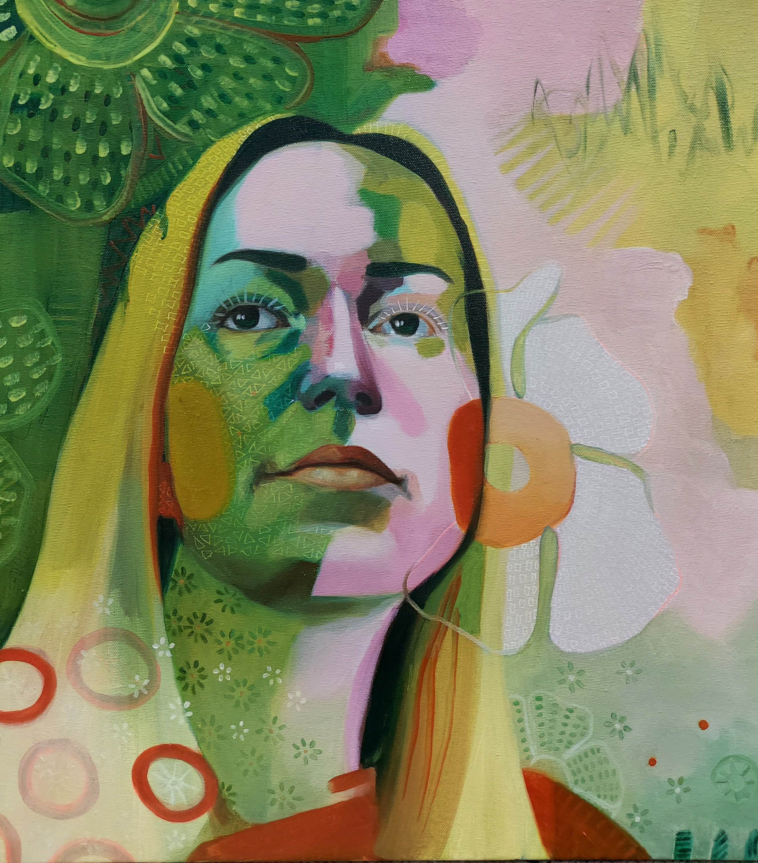 Impressionistic Portrait Painting By Gitti Gv, 20 X 22, In Tune, Original Artwork