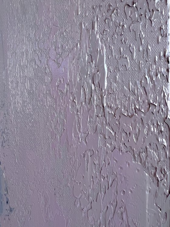 Pink White Oil canvas.  Powdery Textured Abstract Art.