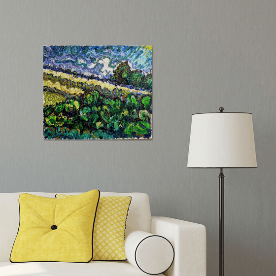 Hillside under a stormy sky