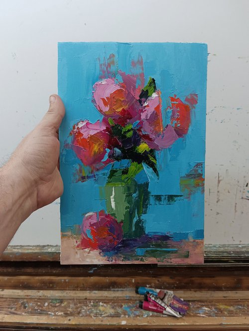 Abstract still life with flowers in vase by Marinko Šaric