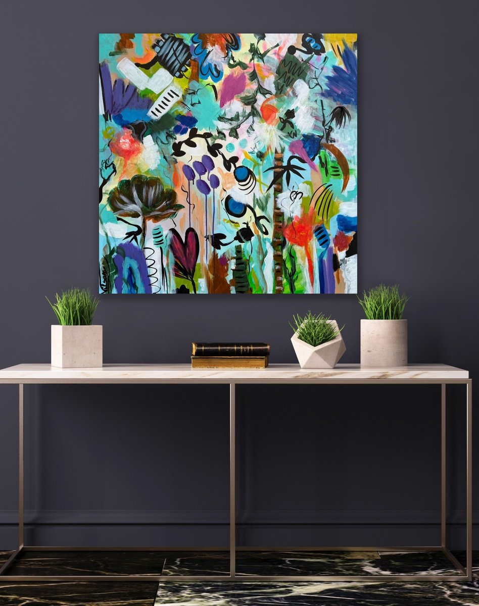 Organic Abstract Acrylic Painting By Veronica Vilsan, 31 X 31", Balance 9, Original Artwork