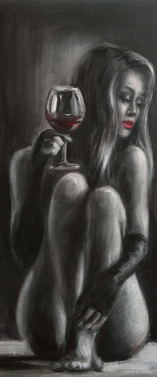 Naked Woman Glass wine by Anastasia Art Line