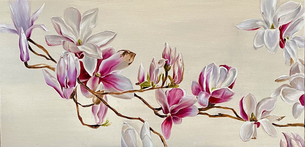 Photorealistic Botanical Oil Painting By Irina Ponna, 47 X 24, - Tenderness - ?, Original Artwork