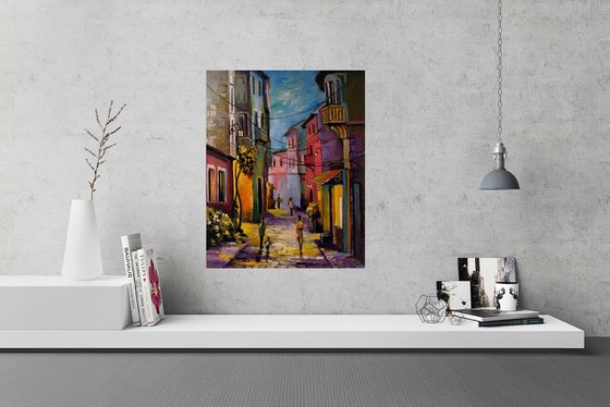 " Old Town " - 40 x 50cm Original Oil Painting Gift