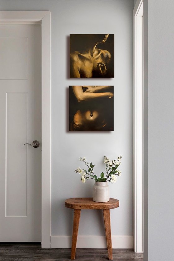 Truth and Lie - Concept Dark Nude Diptych