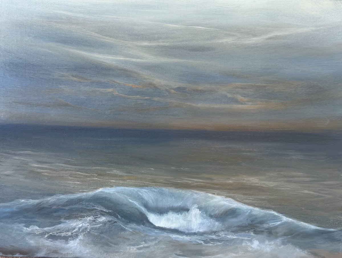 Impressionistic Landscape Oil Painting By Tamara Bettencourt, 12 X 9", Autumn Sea, Original Artwork