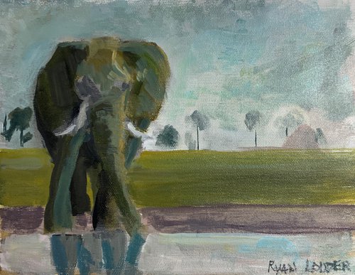 Elephant by the Water 8x10 by Ryan  Louder
