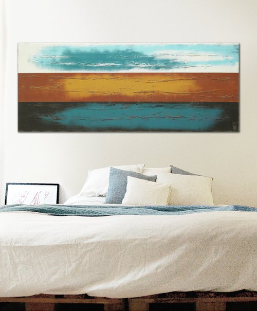 Abstract Painting - Three Lined Landscape - Horizontal painting by Ronald Hunter - 27J by Ronald Hunter