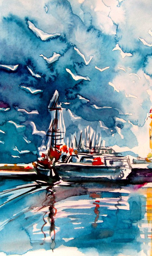 Port with birds by Kovács Anna Brigitta