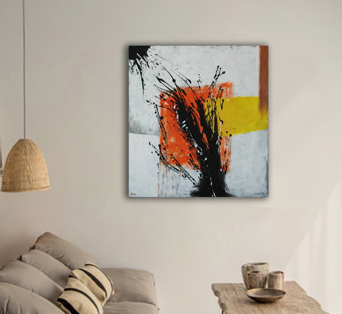 Abstract Acrylic Painting By Rumen Spasov, 27 X 29", "Surprising Decision", Original Artwork