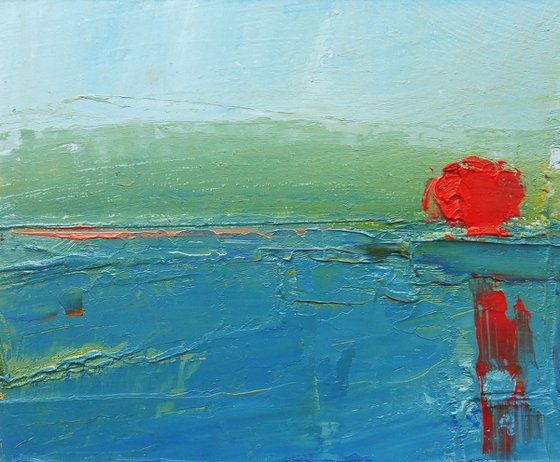 SUNSET SEASCAPE. SMALL Original Landscape Oil Painting.