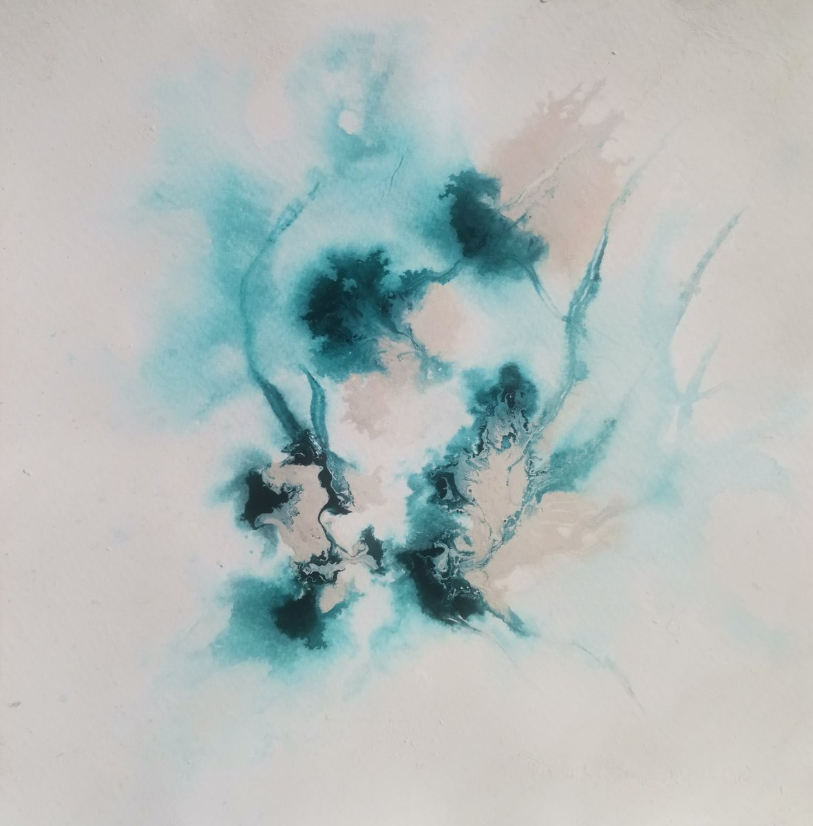 Organic Abstract Acrylic Painting By Doris Duschelbauer, 13 X 13, Beyond Words Iii, Original Artwork