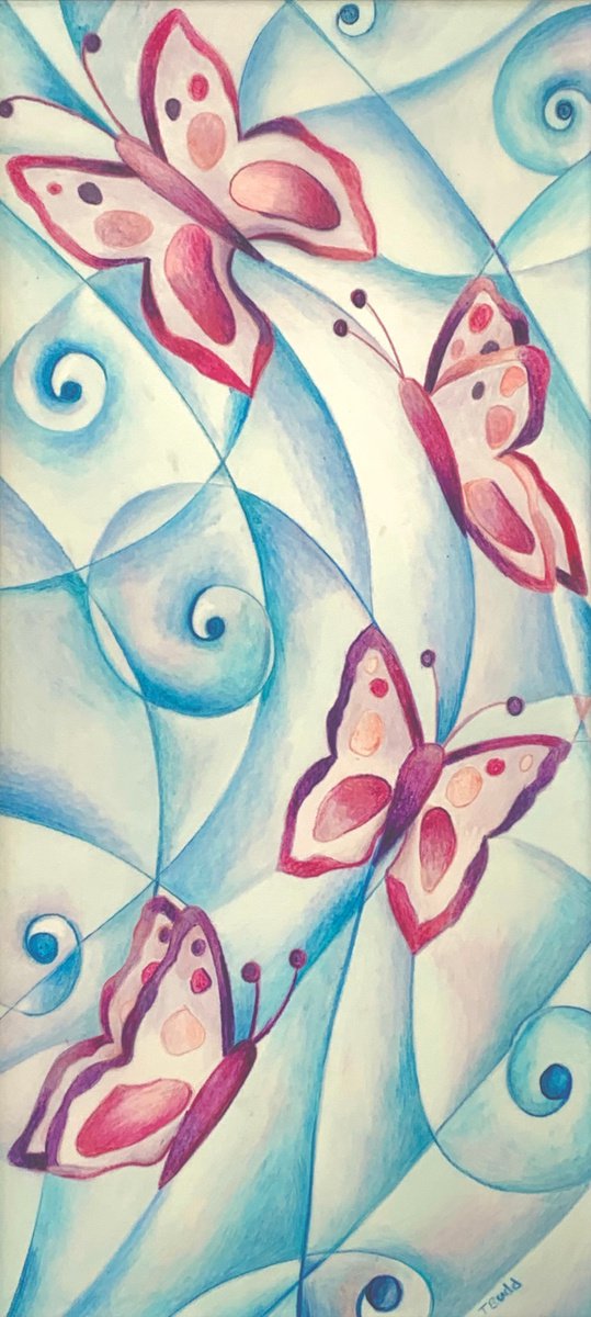 Organic Animal Pencil Drawing By Tiffany Budd, 12 X 18", Flutterbye, Original Artwork